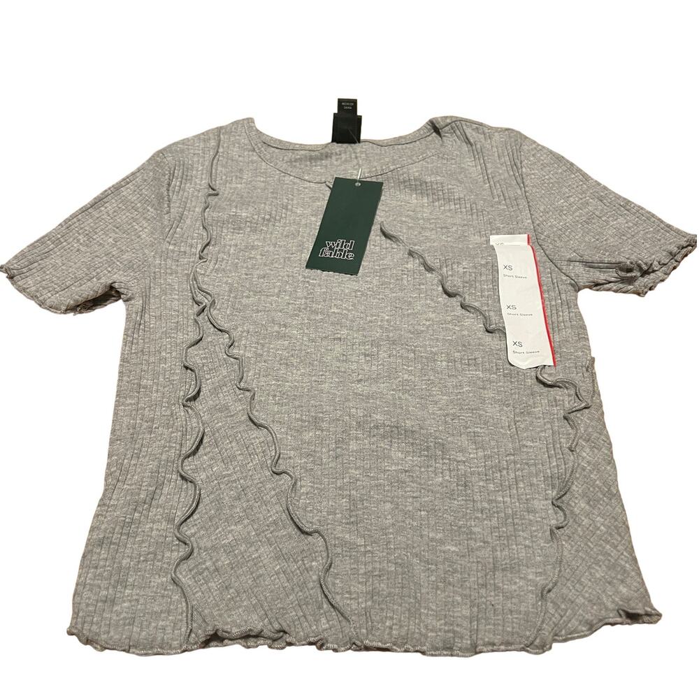 Wild Fable Women's Gray Short Sleeve Seamed Baby T-Shirt - Size XS - NWT